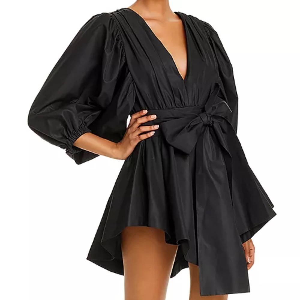 MSGM Black Abito Bishop-Sleeve Ruched Mini Dress - Picture 8 of 8